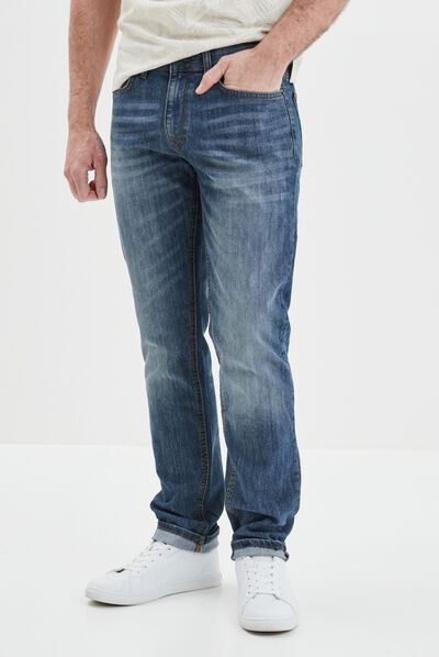 Jeans straight effet délavé denim double stone homme