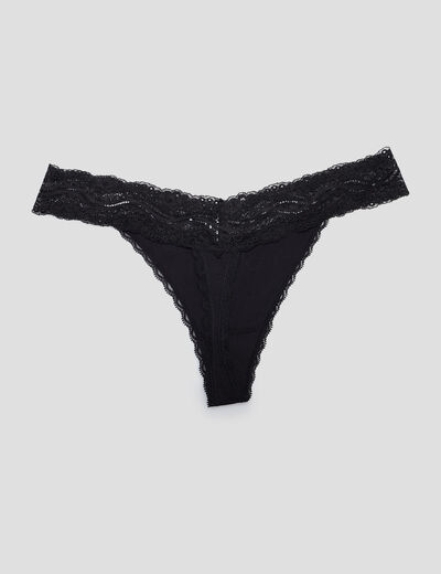 Lot 3 strings en coton noir femme