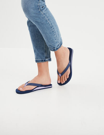 Tongs Isotoner bleu femme