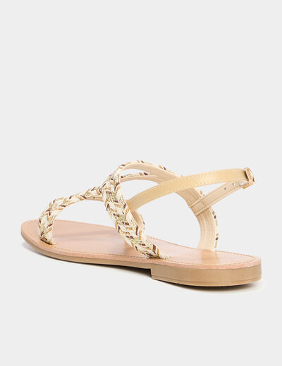 Sandales plates brides tressées multicolore femme