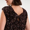 Robe courte &agrave; sequins sans manches marron fonc&eacute; femme