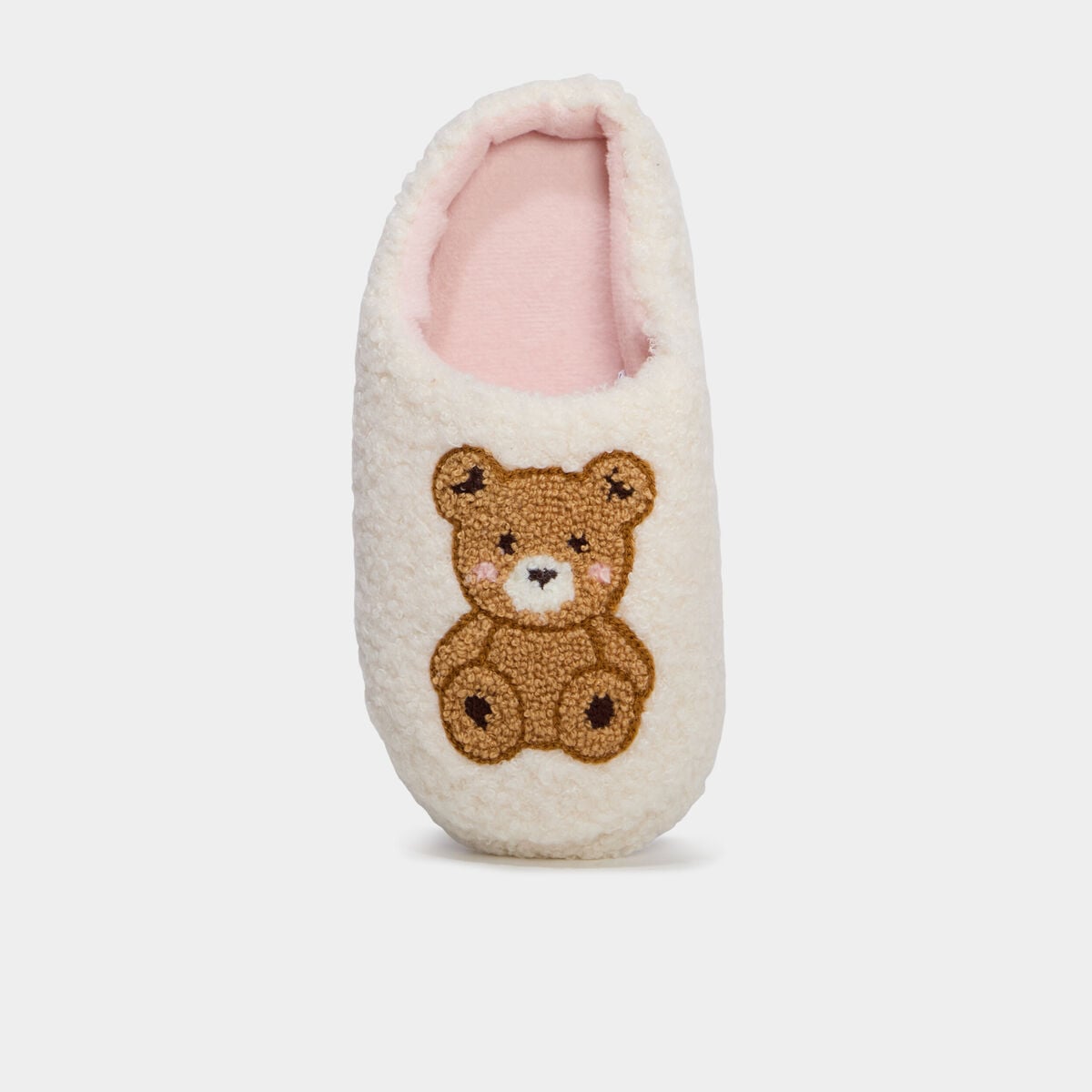 Chaussons mules doubl&eacute;s effet bouclette rose fille
