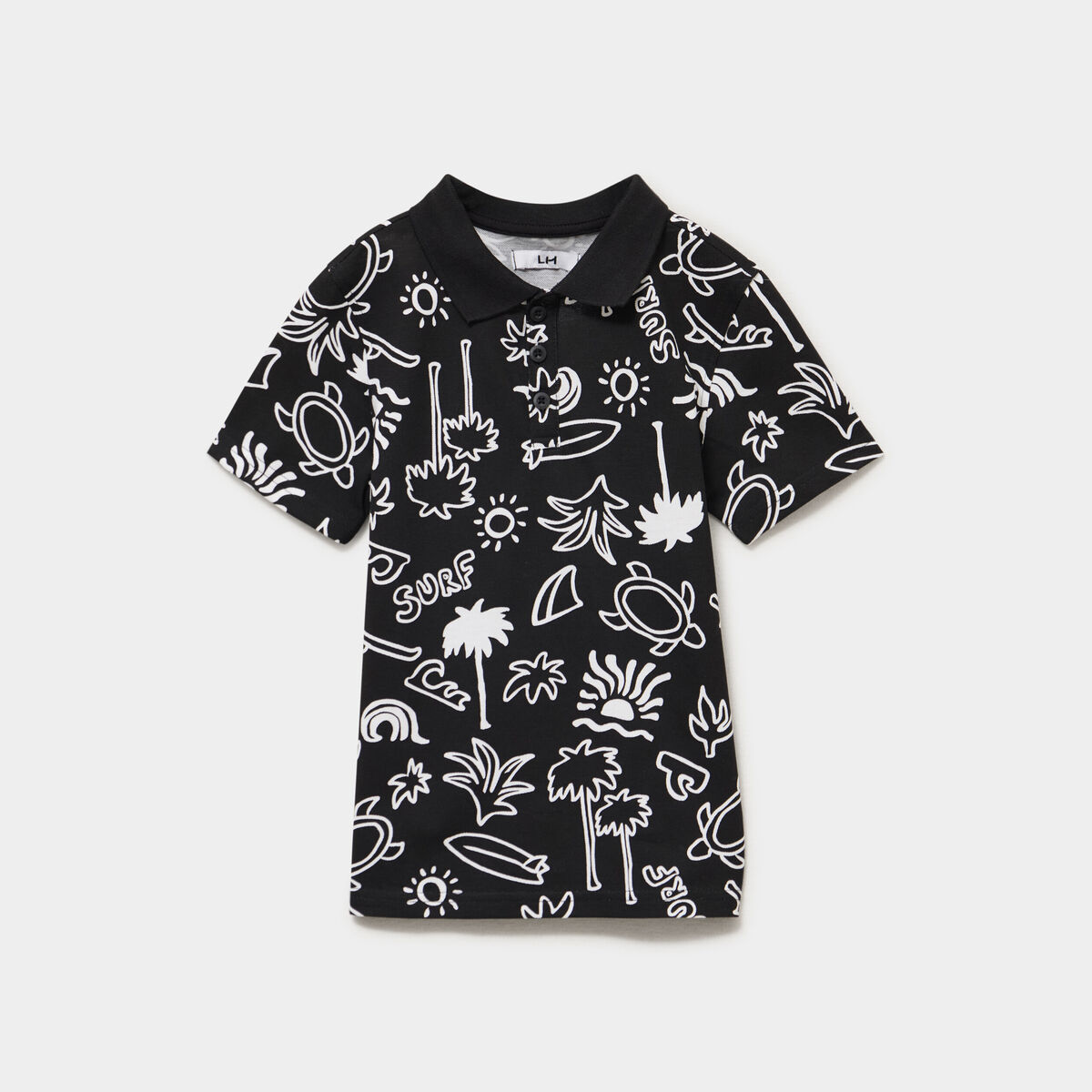 Polo manches courtes noir gar&ccedil;on