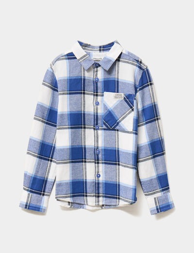 Chemise 1 poche manches longues coton bleu roi garçon