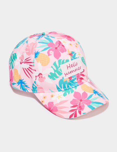 Casquette ajustable bomb&eacute;e rose fille