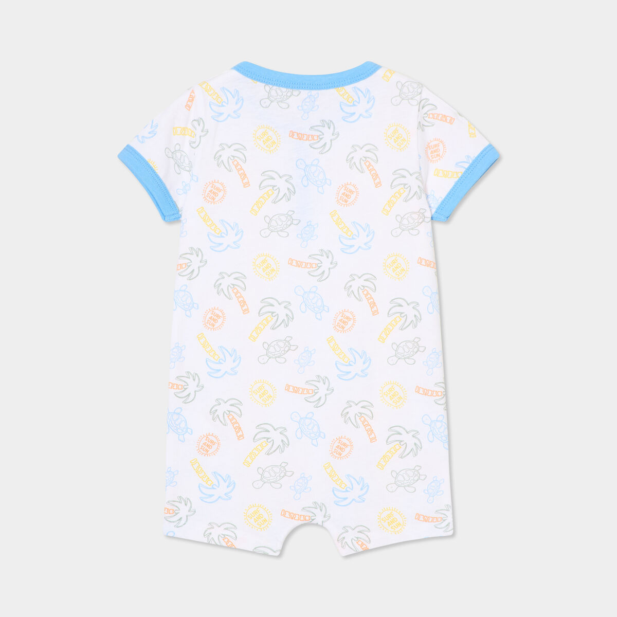 Combishort manches courtes coton blanc b&eacute;b&eacute; gar&ccedil;on