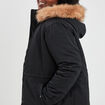 Parka &agrave; capuche bordure fausse fourrure noir femme grande taille