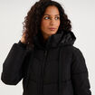 Doudoune longue zipp&eacute;e &agrave; capuche noir femme