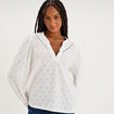 Blouse broderie anglaise manches longues blanc femme