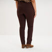 Pantalon droit taille haute extensible marron fonc&eacute; femme grande taille