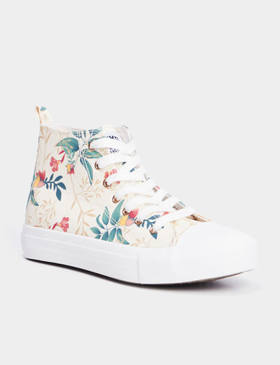 Tennis montantes en toile multicolore femme