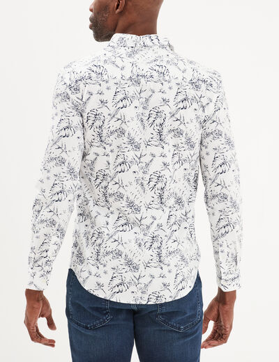 Chemise ajustée col français ecru homme