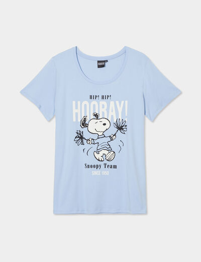 T-shirt manches courtes coton Snoopy bleu ciel femme grande taille