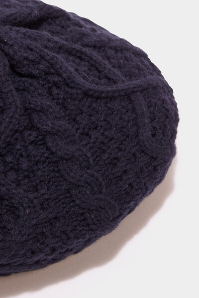 Bonnet tricoté bleu marine femme