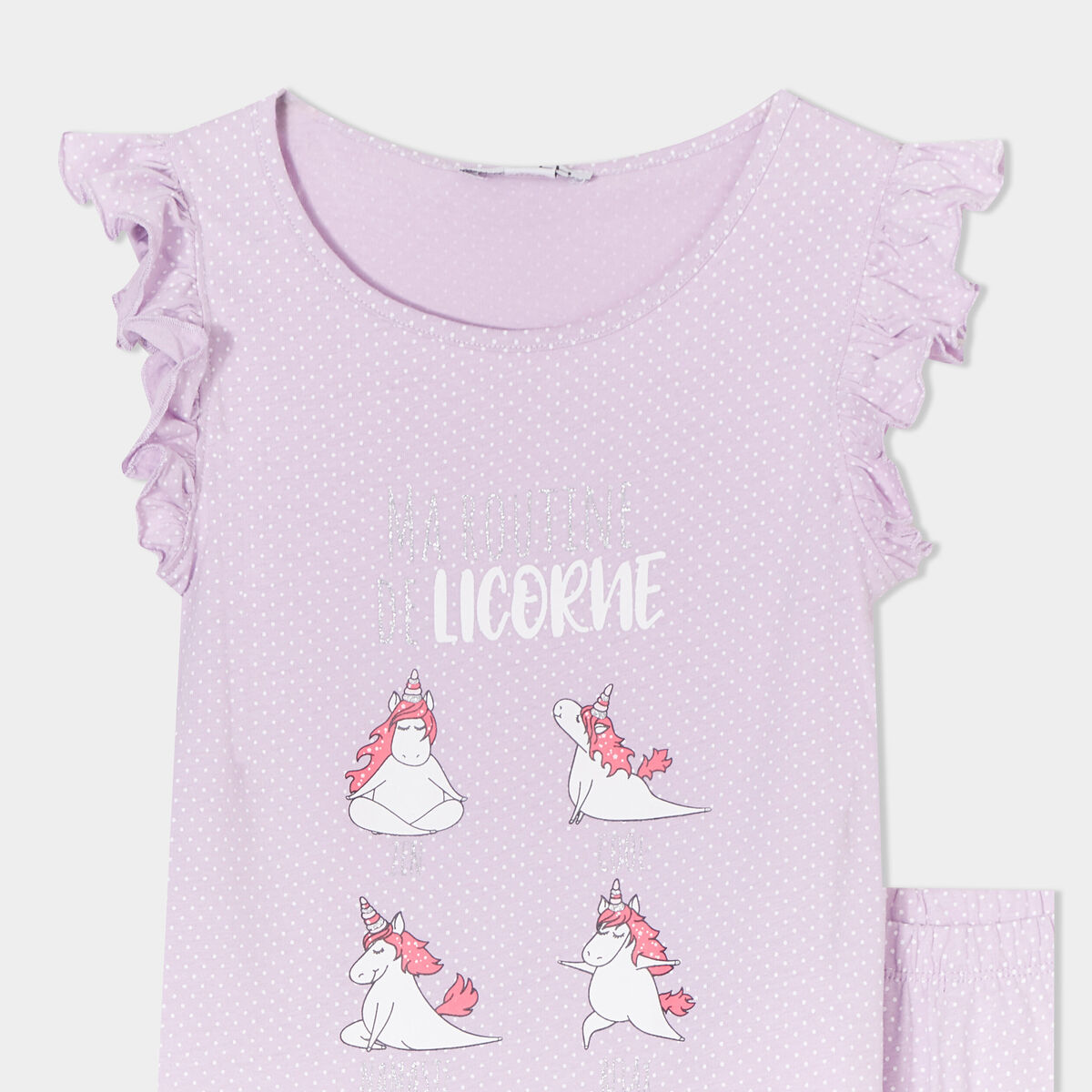 Ensemble pyjama short à volants parme fille