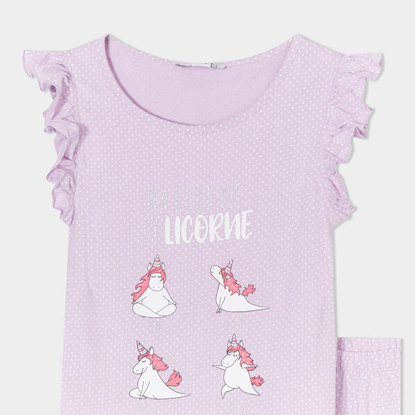Ensemble pyjama short à volants parme fille