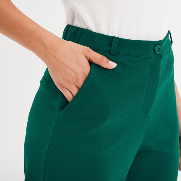 pantalon large fluide taille elastiquee vert fonce femme Pantalon large fluide taille élastiquée vert foncé femme