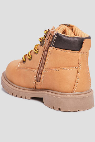Bottines zippées à lacets Bali jaune bébé garçon