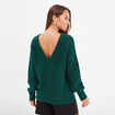 Pull col réversible vert foncé femme
