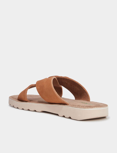 Sandales en cuir sable homme