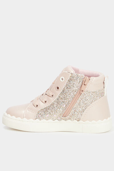 Baskets montantes paillet&eacute;es rose clair fille