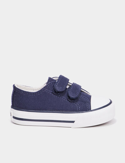 Tennis &agrave; scratchs en toile bout renforc&eacute; bleu marine b&eacute;b&eacute; gar&ccedil;on