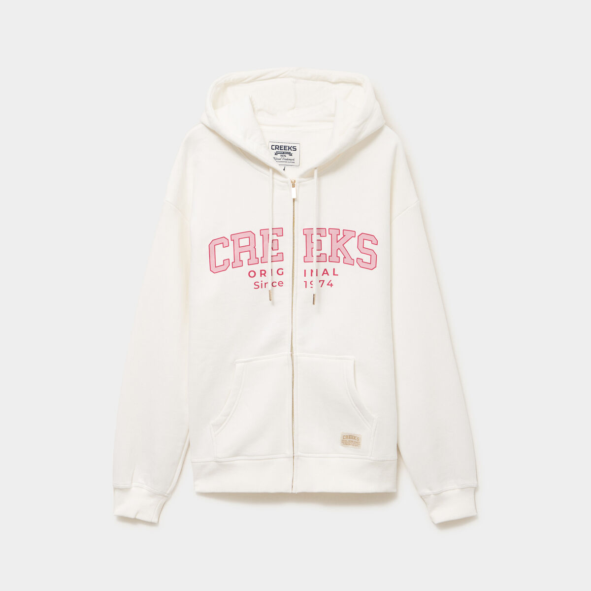 Sweat zipp&eacute; &agrave; capuche blanc femme