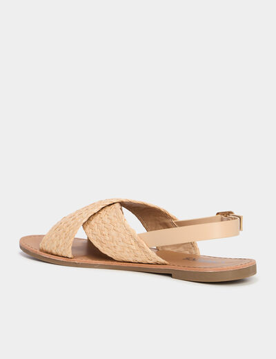 Sandales brides tressées croisées sable femme