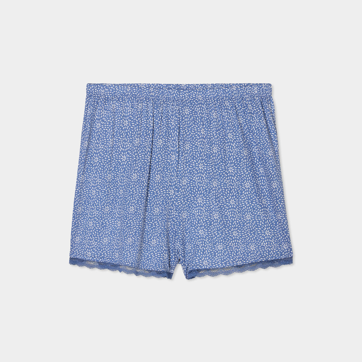 Bas de pyjama short détails dentelle bleu gris femme