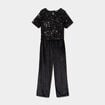 Combinaison pantalon &agrave; paillettes noir fille