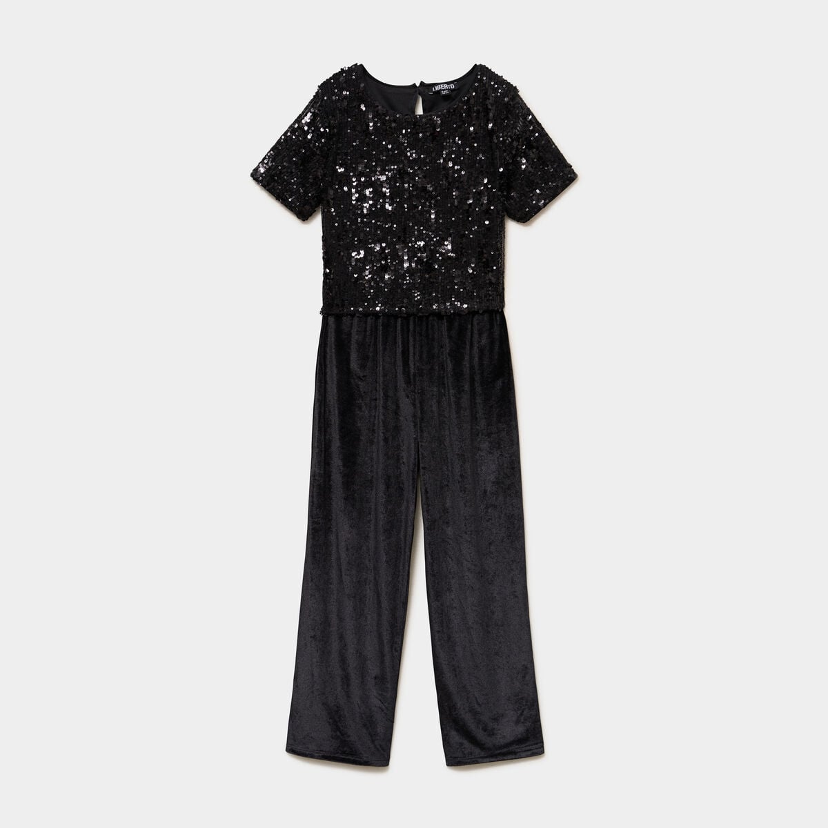 Combinaison pantalon &agrave; paillettes noir fille