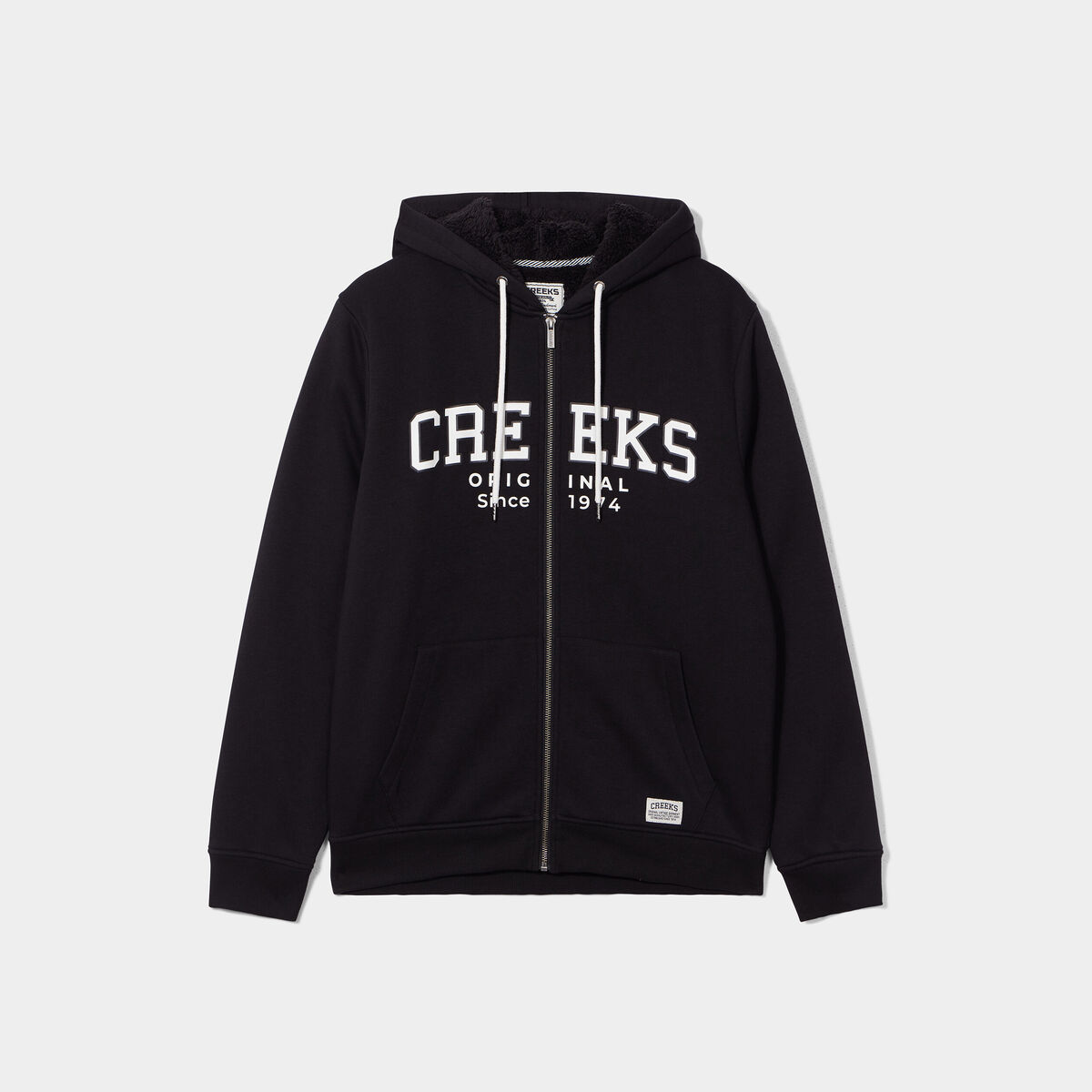 Sweat zipp&eacute; &agrave; capuche molleton doubl&eacute; noir homme