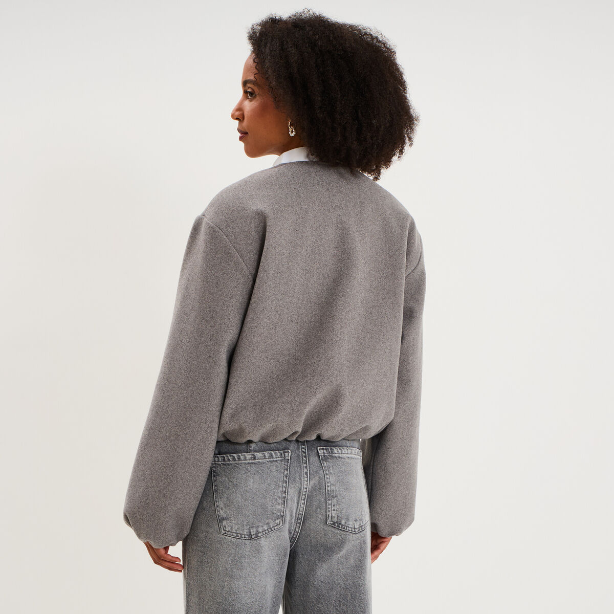 Veste boule oversize gris femme