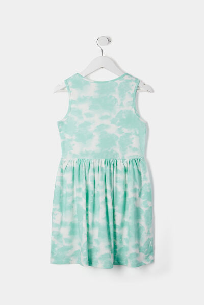 Robe évasée sans manches bleu turquoise fille