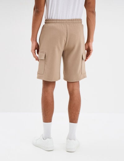 Bermuda cargo molleton taille élastiquée taupe homme