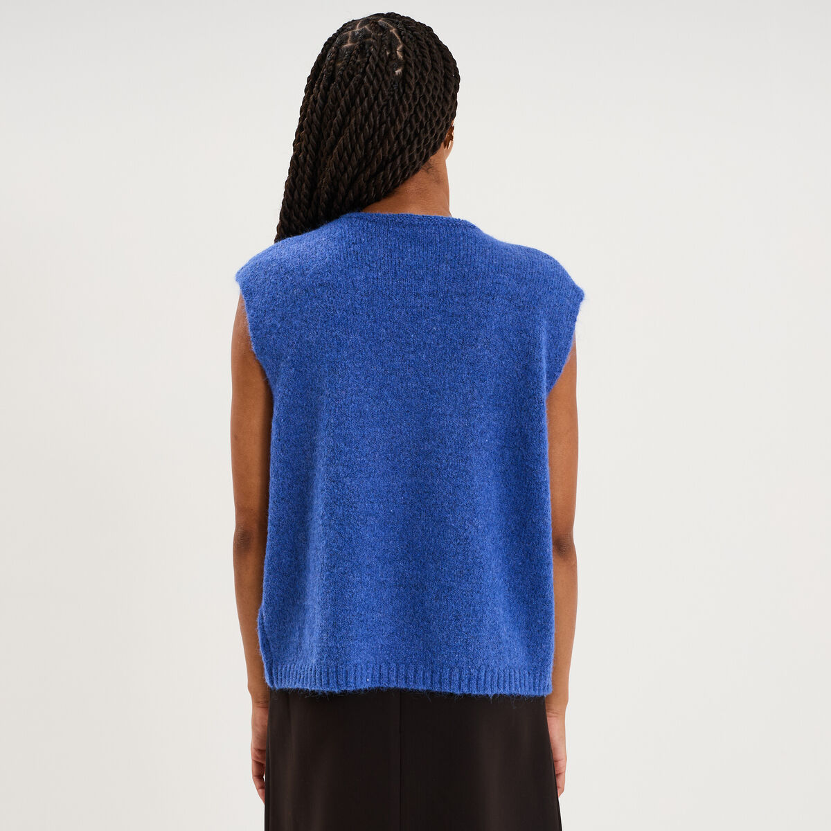 Gilet sans manches col en V bleu roi femme
