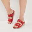 Mules compensées pied large rouge femme