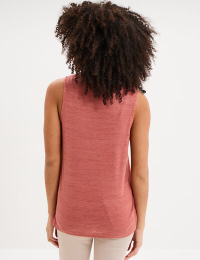 D&eacute;bardeur col en V sans manches terracotta femme