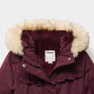 Manteau &agrave; capuche fausse fourrure bordeaux b&eacute;b&eacute; fille