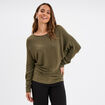 Pull col bateau manches longues vert kaki femme