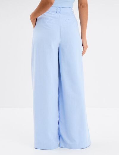 Pantalon large avec pinces bleu ciel femme