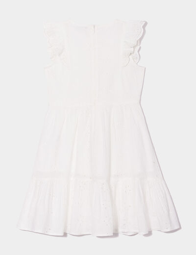 Robe broderie anglaise évasée blanc fille