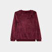 Sweat effet velours d&eacute;tails brod&eacute;s bordeaux fille