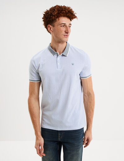 Polo slim manches courtes stretch blanc homme