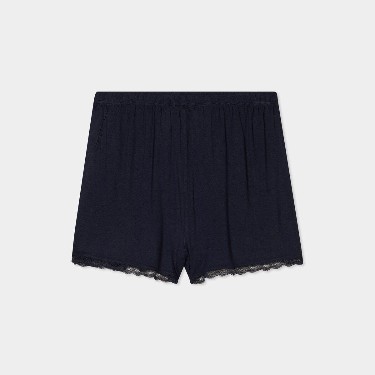 Bas de pyjama short détails dentelle bleu foncé femme