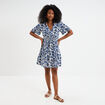 Robe col en V taille smockée Creeks blanc femme