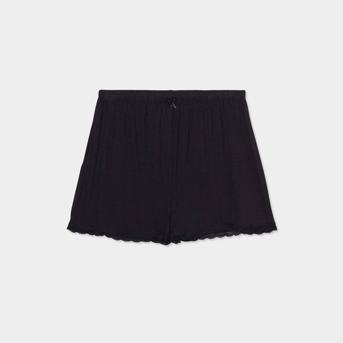 Bas de pyjama short détails dentelle noir femme