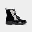 Boots vernies à lacets talons 2 cm noir femme