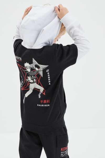 Sweat à capuche hoodie 2-en-1 Naruto noir garçon