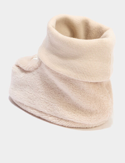 Chaussettes de naissance brod&eacute;es taupe b&eacute;b&eacute;